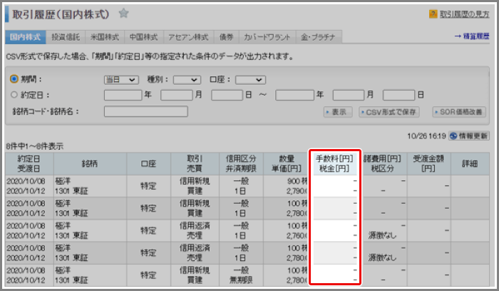 約定した際の手数料は、いつどのような方法で確認できますか