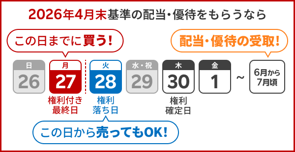 2026年1月～2026年12月の配当・優待カレンダー[FAQ90000302] | 楽天証券